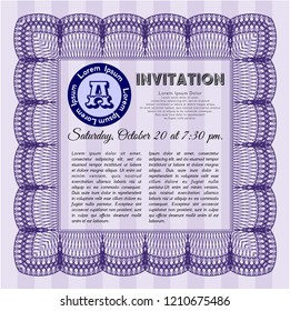 Violet Invitation. Perfect design. Complex background. Vector illustration. 