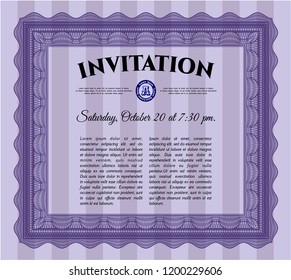 Violet Invitation. Perfect design. Vector illustration. Easy to print. 