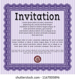 Violet Invitation. Printer friendly. Beauty design. Vector illustration. 