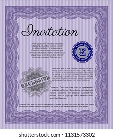 Violet Invitation. Printer friendly. Customizable, Easy to edit and change colors. Nice design. 
