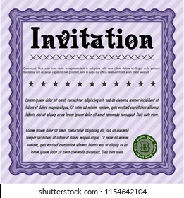 Violet Invitation. Printer friendly. Detailed. Superior design. 