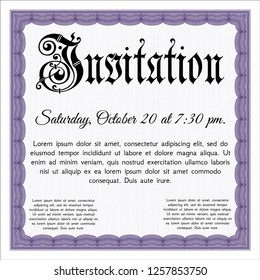 Violet Invitation. Printer friendly. Excellent design. Vector illustration. 