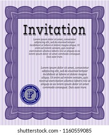 Violet Invitation. Printer friendly. Money design. Vector illustration. 
