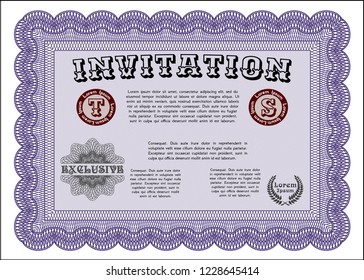 Violet Invitation. Printer friendly. Money design. Customizable, Easy to edit and change colors. 