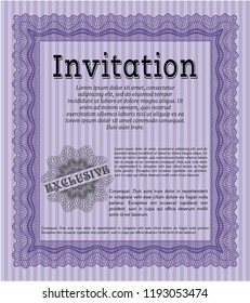 Violet Invitation. Printer friendly. Perfect design. Detailed. 