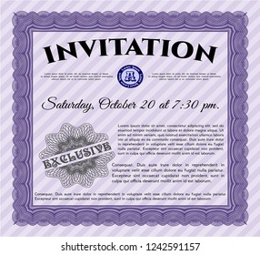 Violet Invitation. Printer friendly. Sophisticated design. Customizable, Easy to edit and change colors. 
