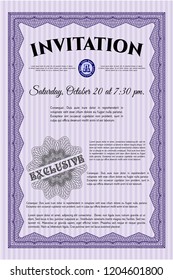 Violet Invitation. Printer friendly. Superior design. Vector illustration. 