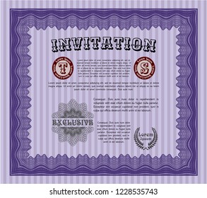 Violet Invitation. With quality background. Artistry design. Vector illustration. 