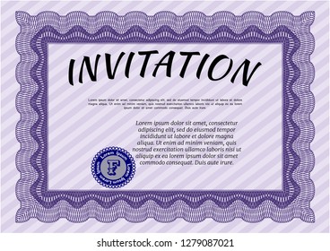 Violet Invitation. With quality background. Customizable, Easy to edit and change colors. Retro design. 