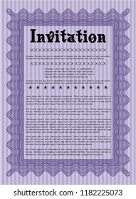 Violet Invitation. With quality background. Vector illustration. Money Pattern. 