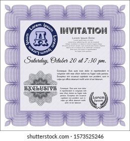 Violet Invitation. With quality background. Vector illustration. Retro design. 
