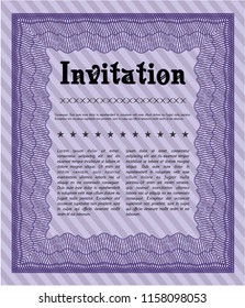 Violet Invitation. Retro design. Complex background. Detailed. 