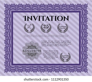 Violet Invitation. Retro design. Customizable, Easy to edit and change colors. With background. 