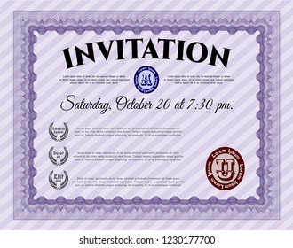 Violet Invitation. Sophisticated design. Customizable, Easy to edit and change colors. With quality background. 
