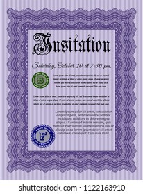 Violet Invitation. Sophisticated design. Detailed. With linear background. 