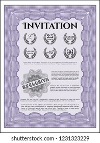Violet Invitation. Sophisticated design. Easy to print. Customizable, Easy to edit and change colors. 