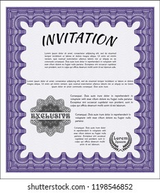 Violet Invitation. Sophisticated design. Vector illustration. With background. 