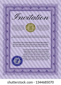 Violet Invitation. Superior design. With linear background. Vector illustration. 