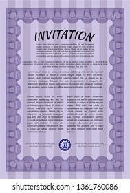 Violet Invitation template. Artistry design. Vector illustration. With quality background. 