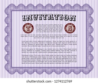 Violet Invitation template. With background. Detailed. Modern design. 