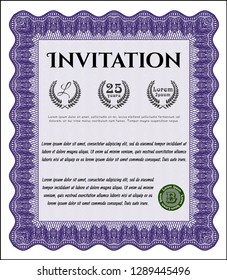 Violet Invitation template. With background. Elegant design. Customizable, Easy to edit and change colors. 