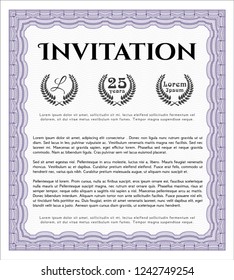 Violet Invitation template. With background. Lovely design. Detailed. 