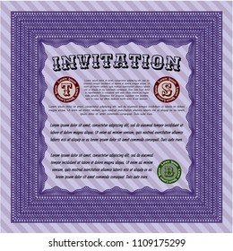  Violet Invitation template. With background. Sophisticated design. Detailed. 