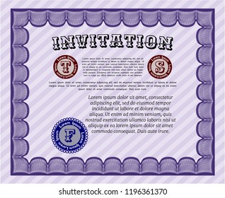 Violet Invitation template. With background. Superior design. Customizable, Easy to edit and change colors. 