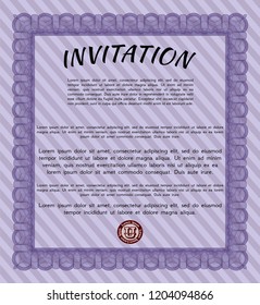 Violet Invitation template. With background. Vector illustration. Elegant design. 