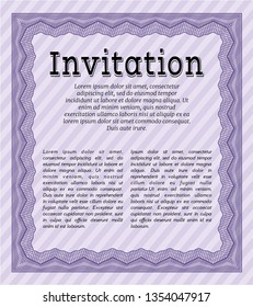 Violet Invitation template. With background. Vector illustration. Money Pattern design. 