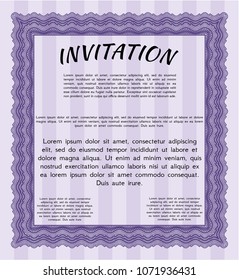  Violet Invitation template. With complex background. Vector illustration. Cordial design. 