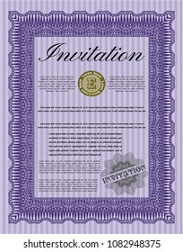  Violet Invitation template. Complex background. Money design. Customizable, Easy to edit and change colors. 