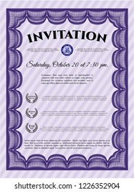 Violet Invitation template. With complex background. Detailed. Good design. 