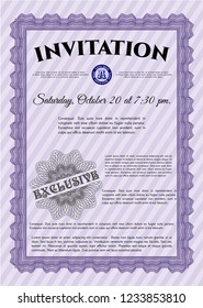 Violet Invitation template. Complex background. Detailed. Modern design. 