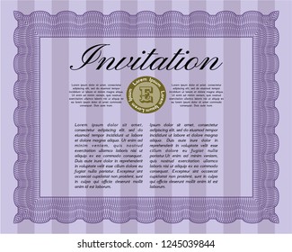 Violet Invitation template. With complex background. Nice design. Customizable, Easy to edit and change colors. 