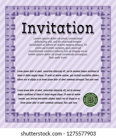 Violet Invitation template. Complex background. Money design. Vector illustration. 