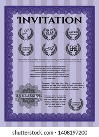 Violet Invitation template. Complex background. Good design. Vector illustration. 