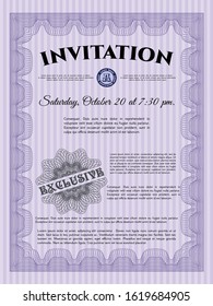 Violet Invitation template. With complex background. Superior design. Customizable, Easy to edit and change colors. 