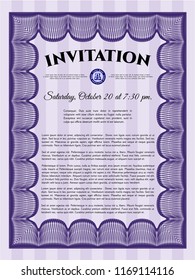 Violet Invitation template. Customizable, Easy to edit and change colors. With linear background. Retro design. 