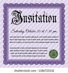 Violet Invitation template. Customizable, Easy to edit and change colors. With quality background. Beauty design. 