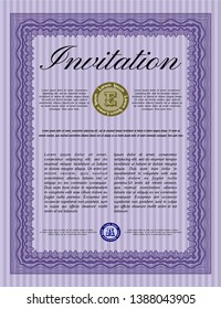 Violet Invitation template. Customizable, Easy to edit and change colors. With quality background. Artistry design. 