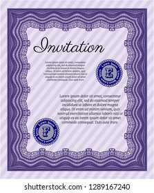 Violet Invitation template. Detailed. With background. Sophisticated design. 