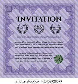 Violet Invitation template. Detailed. With background. Elegant design. 