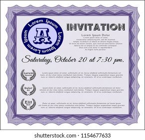 Violet Invitation template. Detailed. Easy to print. Perfect design. 