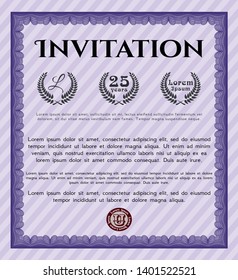 Violet Invitation template. Detailed. Easy to print. Retro design. 