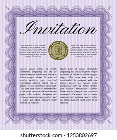 Violet Invitation template. Detailed. With quality background. Superior design. 