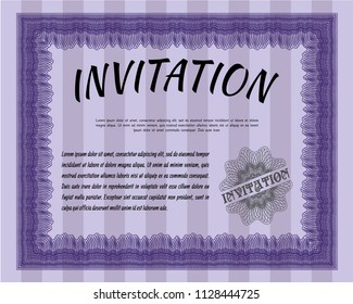 Violet Invitation template. Easy to print. Detailed. Cordial design. 