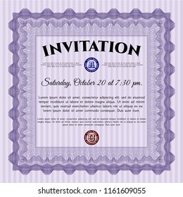 Violet Invitation template. Easy to print. Vector illustration. Nice design. 