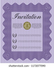 Violet Invitation template. Easy to print. Elegant design. Customizable, Easy to edit and change colors. 