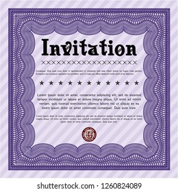 Violet Invitation template. Easy to print. Vector illustration. Beauty design. 